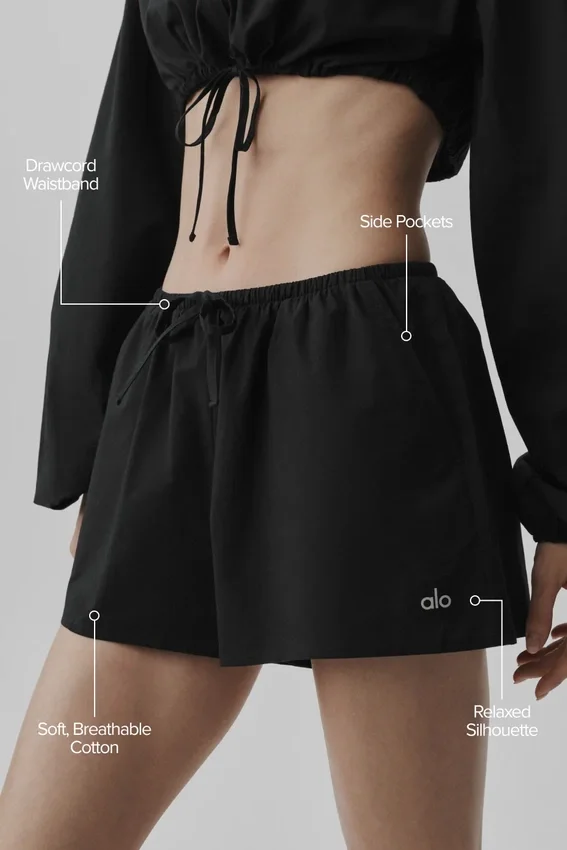 High-Waist Real Deal Shorts i bomull – Svart