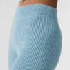 High-Waist, utsvängda byxor i denimstickat – himmelsblå/mörk himmelsblå