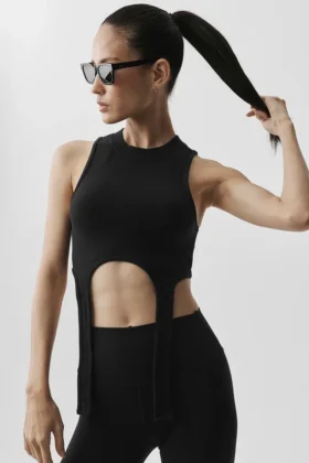 Hälsa Rib Flaunt Tank – Svart