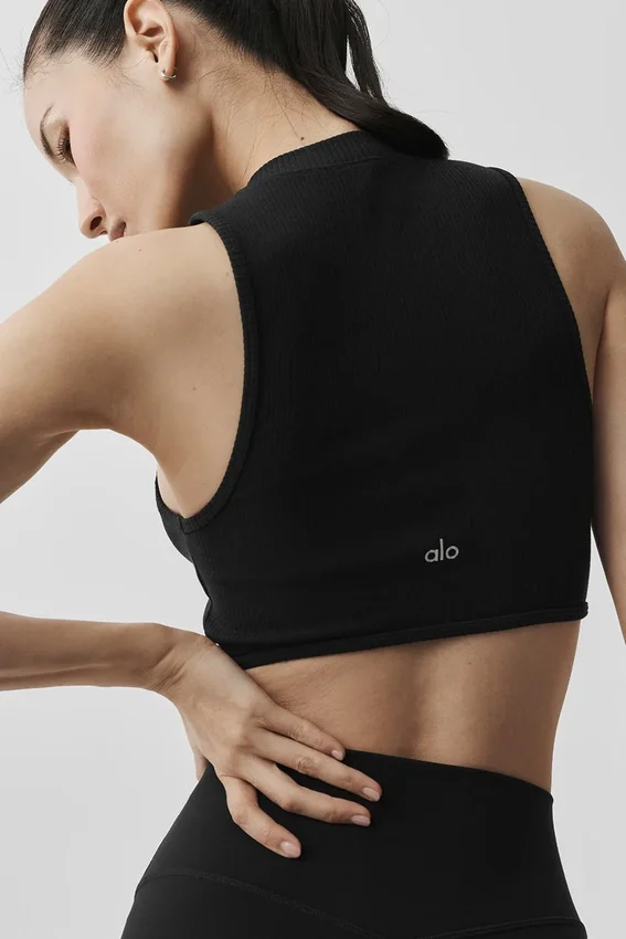 Hälsa Rib Flaunt Tank – Svart