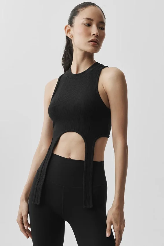 Hälsa Rib Flaunt Tank – Svart