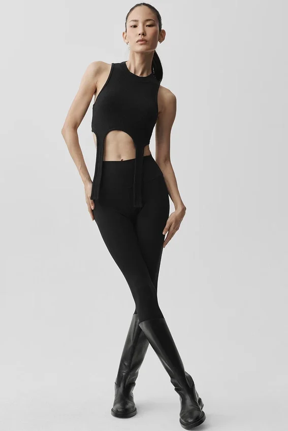 Hälsa Rib Flaunt Tank – Svart