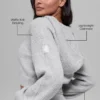 Huvtröja i kashmirplush med vågmönster och hel dragkedja – Athletic Heather Grey