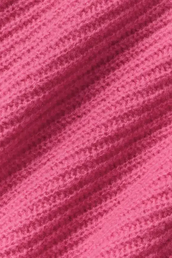 Huvtröja i ull och kashmir med ribbade detaljer och hel dragkedja – Paradise Pink