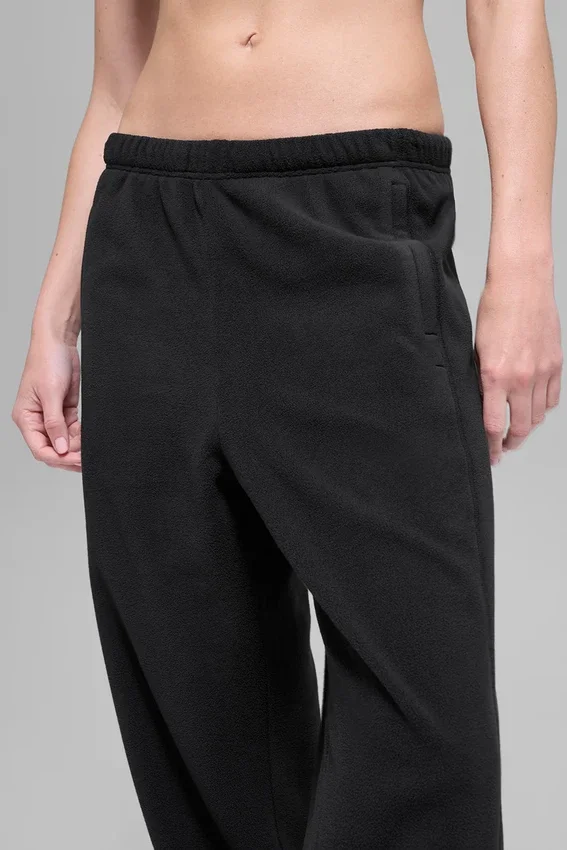 Joggingbyxor i polarfleece med High-Waist-design – svart