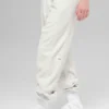 Joggingbyxor i polarfleece med High-Waist-modell – vit melerad grå