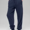 Joggingbyxor i ull och kashmir med High-Waist – New Class – Marinblå