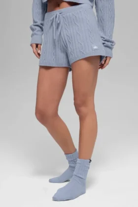 Kabelstickade Winter Bliss-shorts – Winter Frost