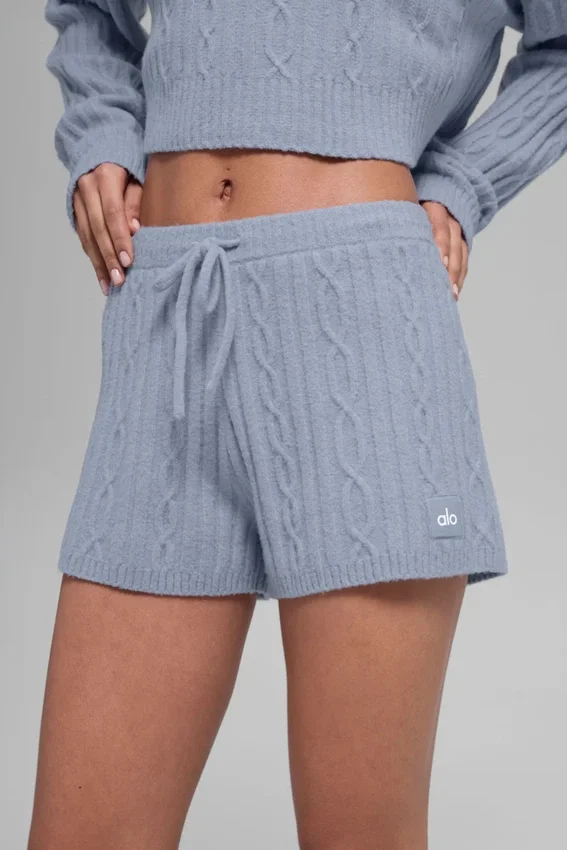 Kabelstickade Winter Bliss-shorts – Winter Frost