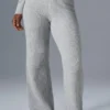 Kashmir-byxor med High-Waist och fluffig våffelstruktur – Athletic Heather Grey