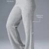 Kashmir-byxor med High-Waist och fluffig våffelstruktur – Athletic Heather Grey