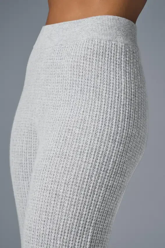 Kashmir-byxor med High-Waist och fluffig våffelstruktur – Athletic Heather Grey