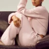 Kashmir-byxor med High-Waist och raka ben i modellen Northstar – Frosted Pink