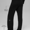Kashmir-High-Waist-byxor i fluffig våffelstickning – Svart