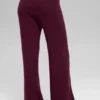 Kashmir-High-Waist-byxor i fluffig våffelstickning – vinröd