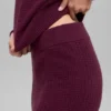 Kashmir-High-Waist-byxor i fluffig våffelstickning – vinröd