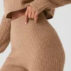Kashmir-High-Waist-byxor med fluffig våffelstruktur – Toasted Almond