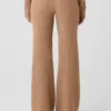 Kashmir-High-Waist-byxor med fluffig våffelstruktur – Toasted Almond