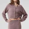 Kashmir-kofta i fluffig våffelstickning – Mushroom Heather