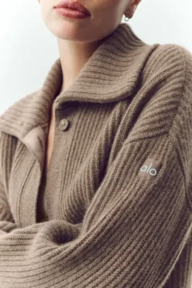 Kashmir-kofta Northstar Long Cardigan – Alpine Cocoa Heather