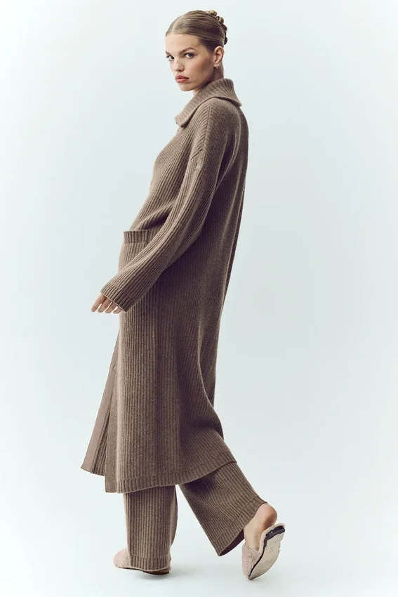 Kashmir-kofta Northstar Long Cardigan – Alpine Cocoa Heather