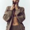 Kashmir-kofta Northstar Long Cardigan – Alpine Cocoa Heather