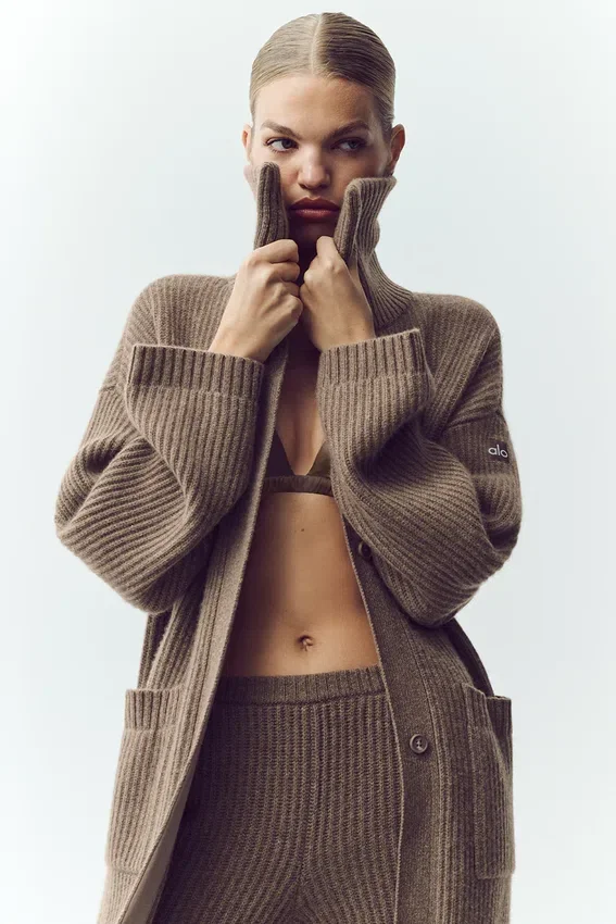 Kashmir-kofta Northstar Long Cardigan – Alpine Cocoa Heather
