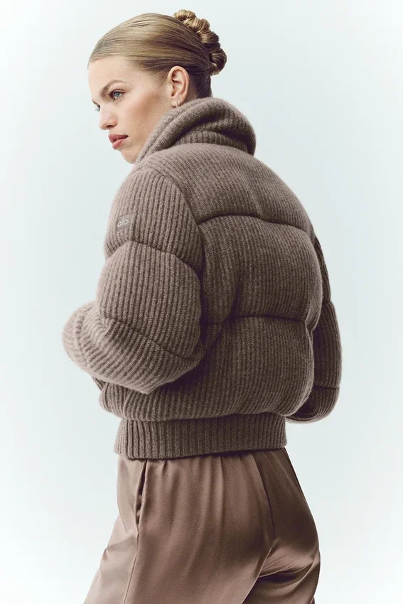 Kashmir Northstar-stickat med puffärmar – Alpine Cocoa Heather