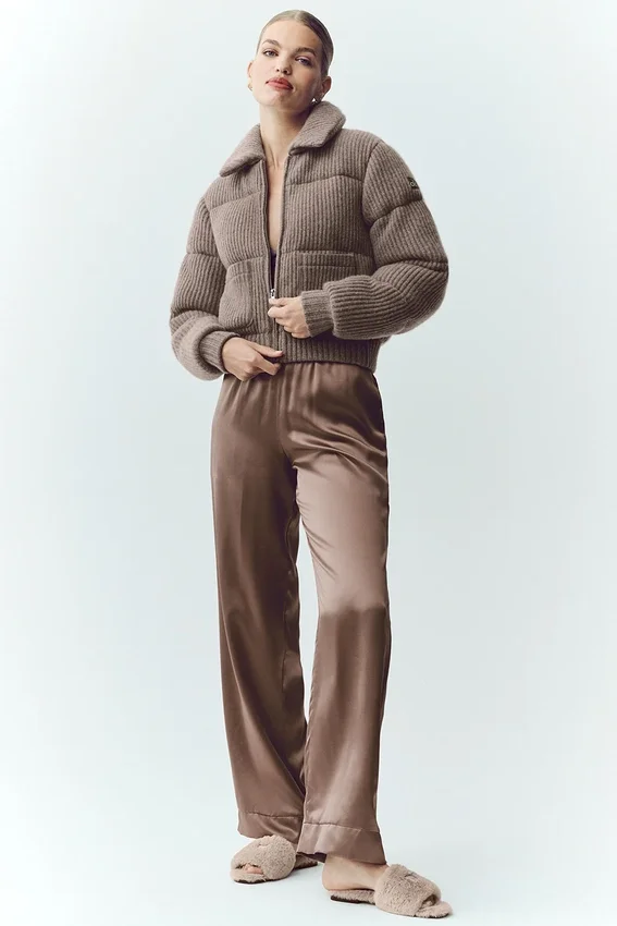 Kashmir Northstar-stickat med puffärmar – Alpine Cocoa Heather