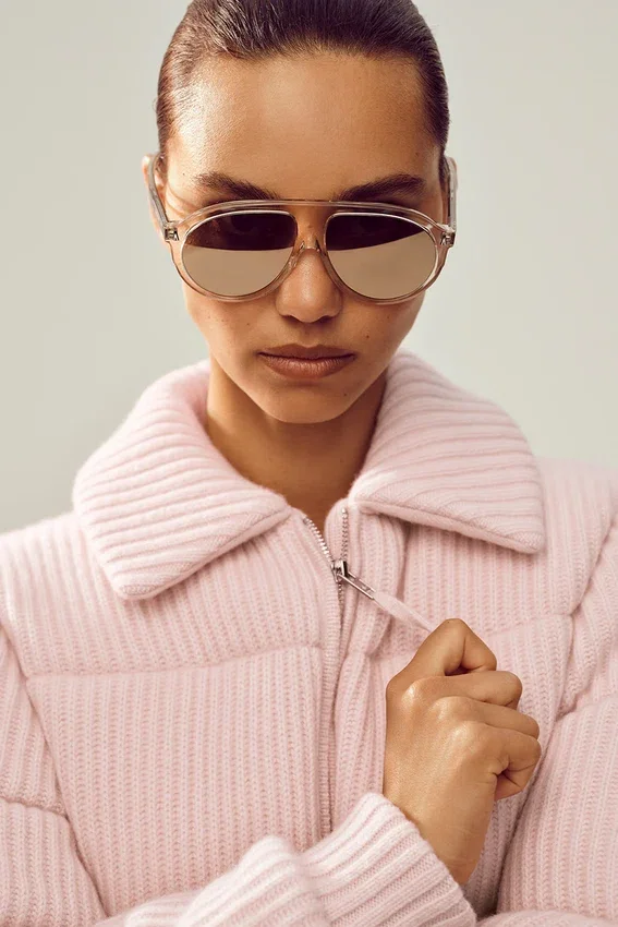 Kashmir Northstar Stickat Puffer – Frostad rosa