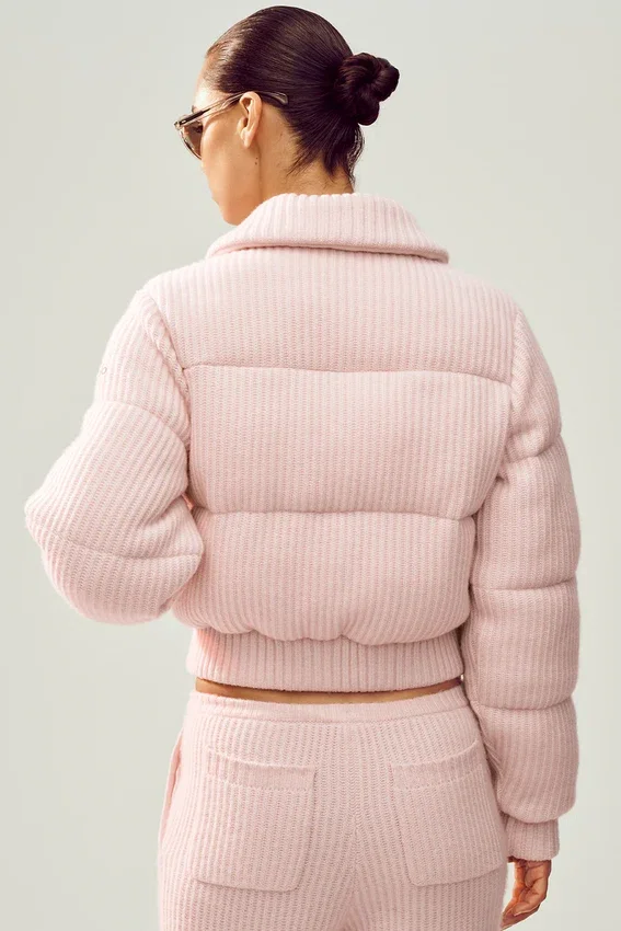 Kashmir Northstar Stickat Puffer – Frostad rosa