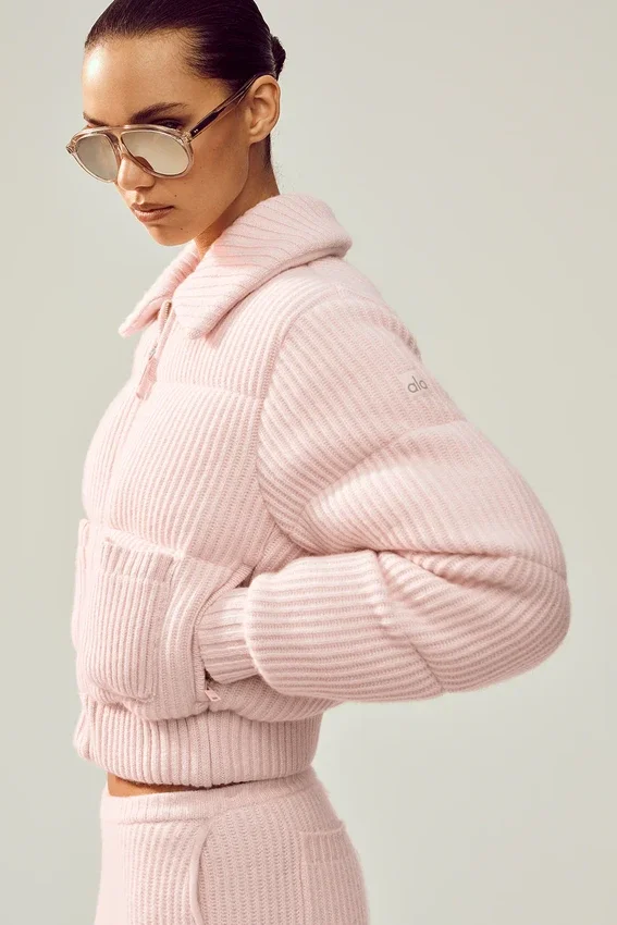 Kashmir Northstar Stickat Puffer – Frostad rosa