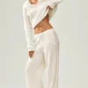 Kashmirbyxor High-Waist med raka ben i modellen Northstar – Ivory
