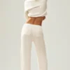 Kashmirbyxor High-Waist med raka ben i modellen Northstar – Ivory