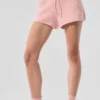Kashmirshorts med High-Waist-design i mjuk våffelstruktur – Pink Quartz
