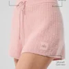 Kashmirshorts med High-Waist-design i mjuk våffelstruktur – Pink Quartz