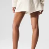 Kashmirshorts med High-Waist-design och fluffig våffelstruktur – Ivory