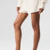 Kashmirshorts med High-Waist-design och fluffig våffelstruktur – Ivory