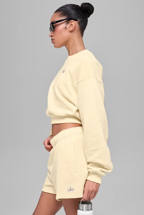 Kort Accolade-tröja med rund hals – Candlelight Yellow