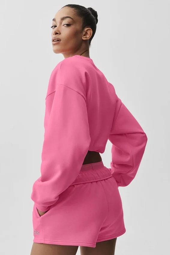 Kort Accolade-tröja med rund hals – Paradise Pink