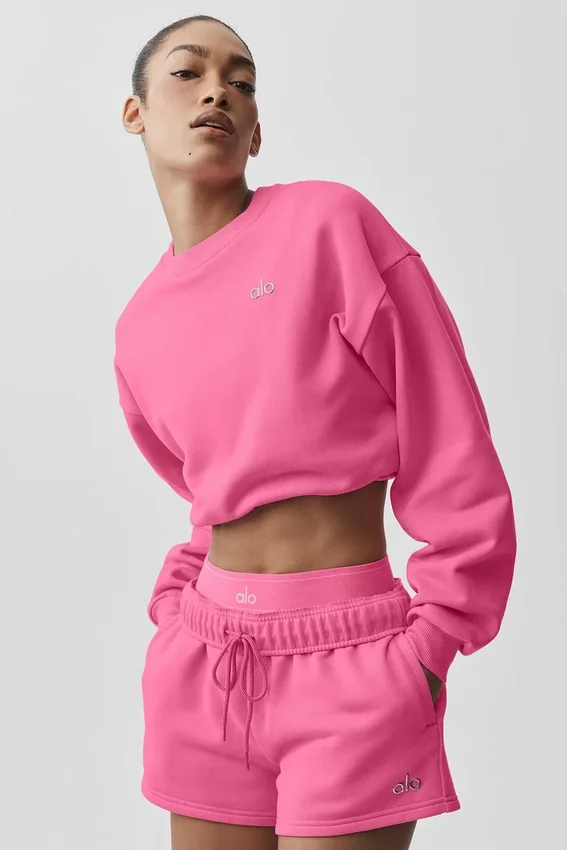 Kort Accolade-tröja med rund hals – Paradise Pink