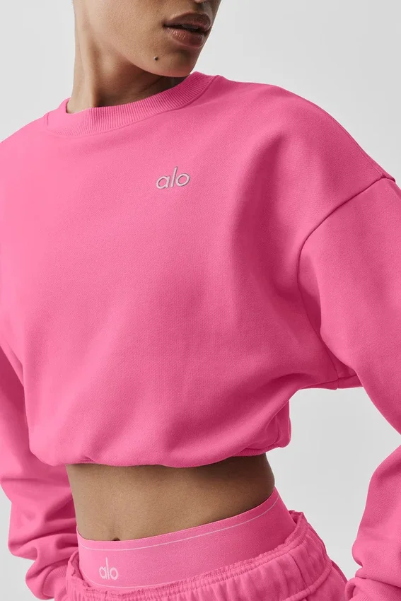 Kort Accolade-tröja med rund hals – Paradise Pink