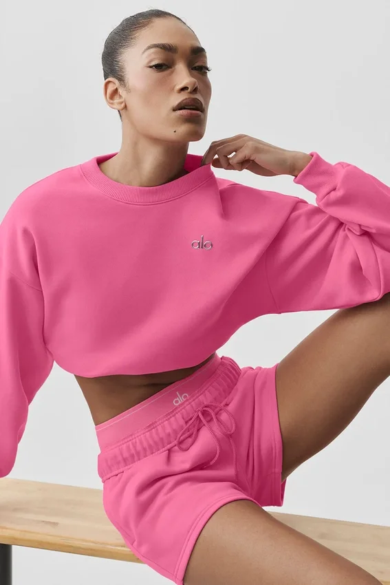 Kort Accolade-tröja med rund hals – Paradise Pink
