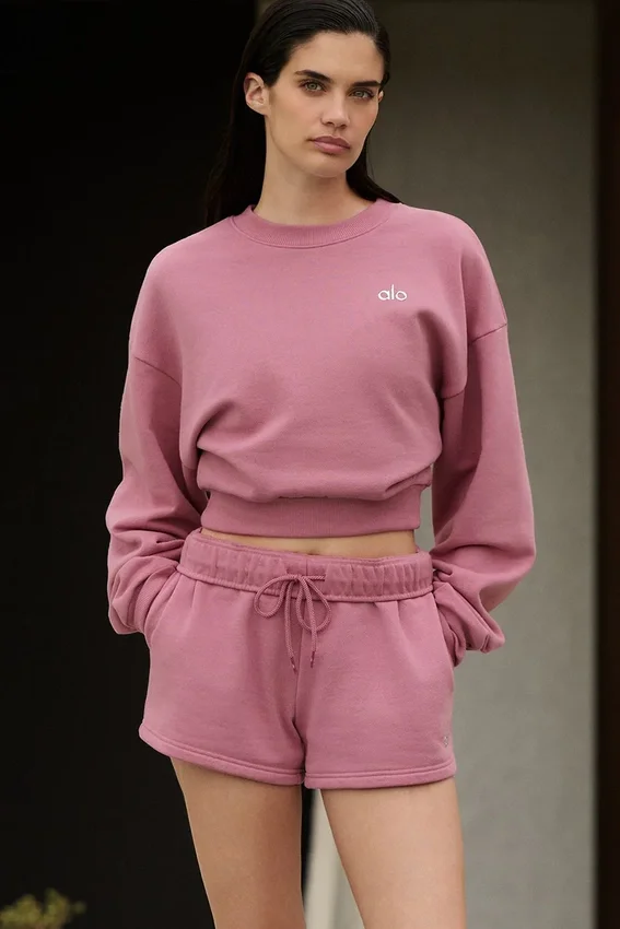 Kort Accolade-tröja med rund hals – Pink Wild Rose