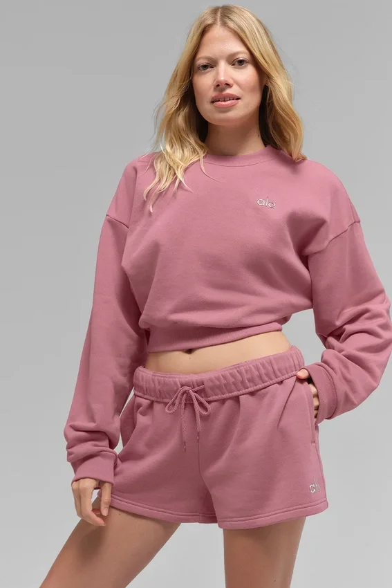 Kort Accolade-tröja med rund hals – Pink Wild Rose