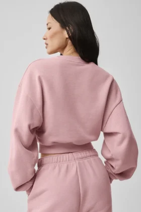 Kort Accolade-tröja med rund hals – Vintage Pink