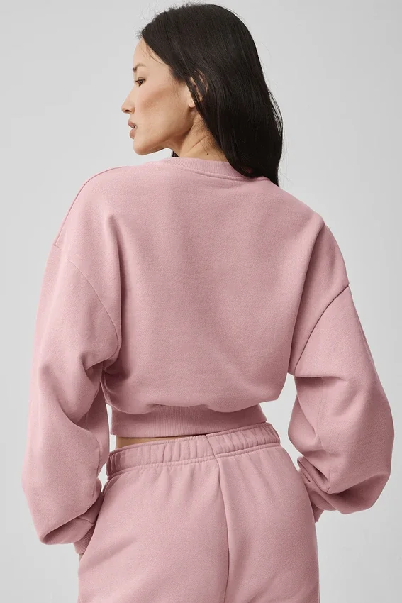 Kort Accolade-tröja med rund hals – Vintage Pink
