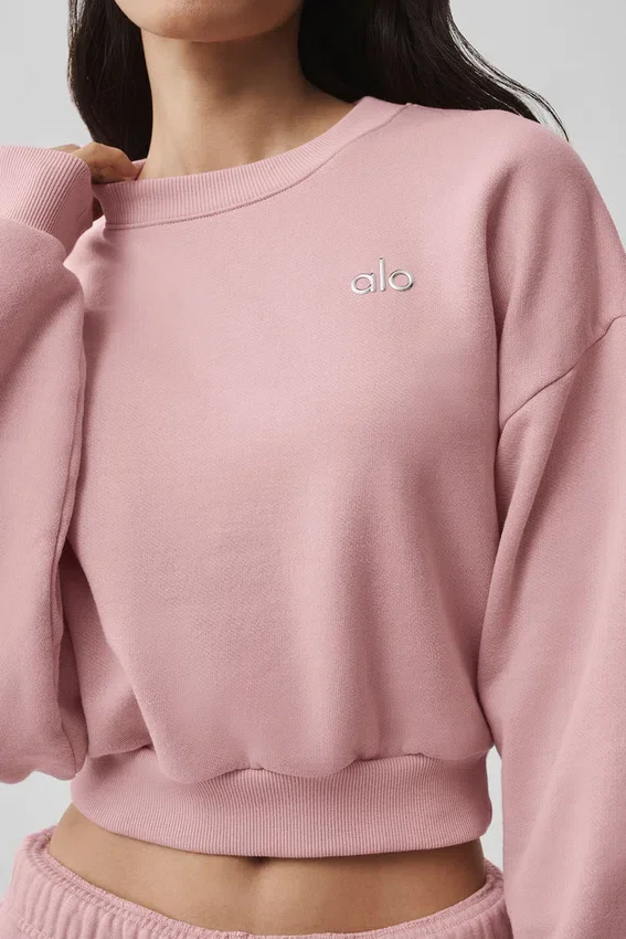 Kort Accolade-tröja med rund hals – Vintage Pink