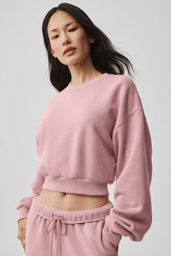 Kort Accolade-tröja med rund hals – Vintage Pink