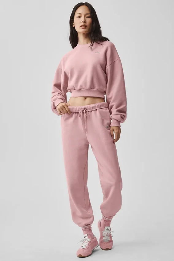 Kort Accolade-tröja med rund hals – Vintage Pink